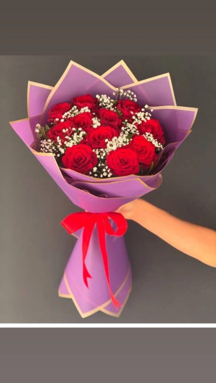 12 Imported Red Rose 2 Stick Jipso