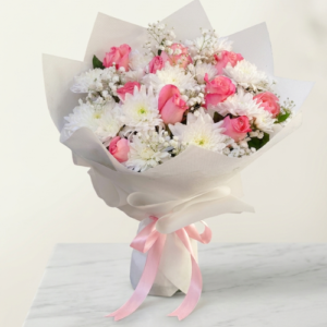 Pink Flower Bouquet with Daisy & Gypsophila