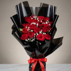 Red Flower Bouquet with Gypsophila