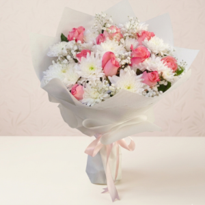 Pink Flower Bouquet with Daisy & Gypsophila
