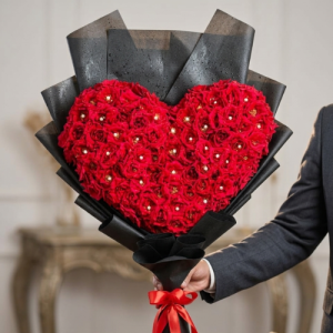 Heart-Shaped Red Rose Luxury Bouquet