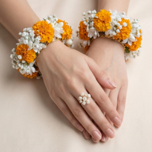 Floral Jewellery Set with Marigold, Daisy & Baby’s Breath